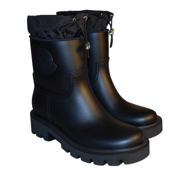 Moncler Women's Black Kickstream Rubber Waterproof Boots Size IT 39 US 9 - Picture 1 of 10